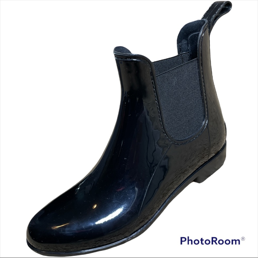 Sam Edelman Women Slip On Tinsley Black Polished Gloss Ankle Rain Boots Size 8